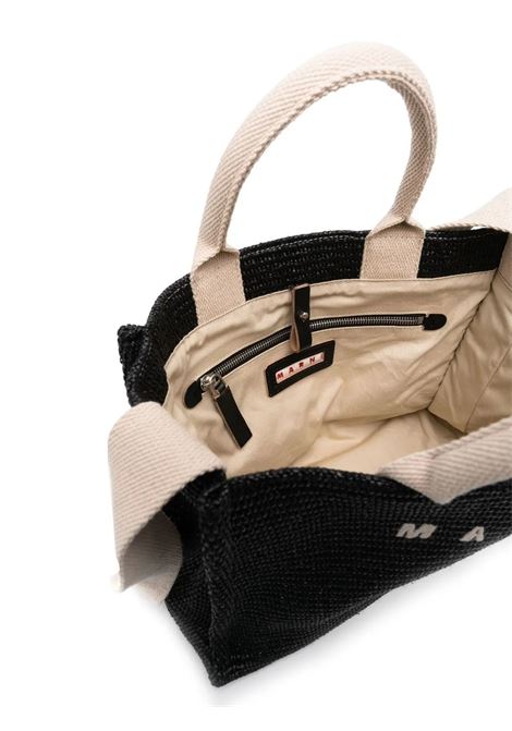 small rafia tote bag woman black MARNI | SHMP0077U0 P3860Z1Q44